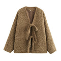 Damen weiche und trendige Strickjacke mit Bindeverschluss