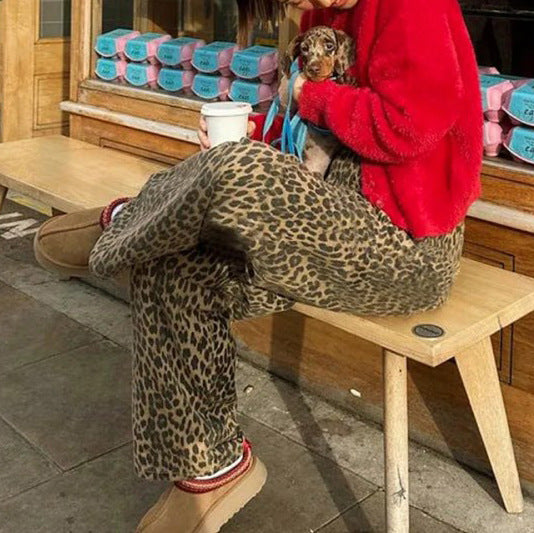 Damen Weite Hose im Leopardenmuster R&B
