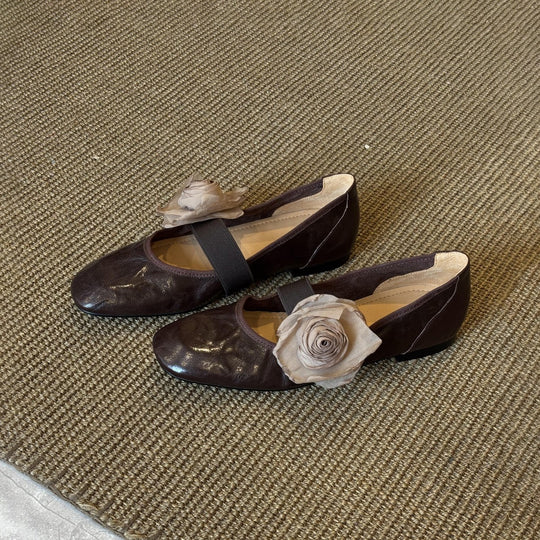 Damen Ballerina-Schuhe mit floralem Applikationsdesign und verstellbarem Riemen R&B