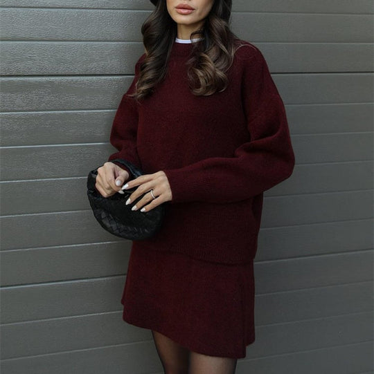 Damen bequemer Strickpullover mit überschnittenen Schultern und modischem Saum R&B