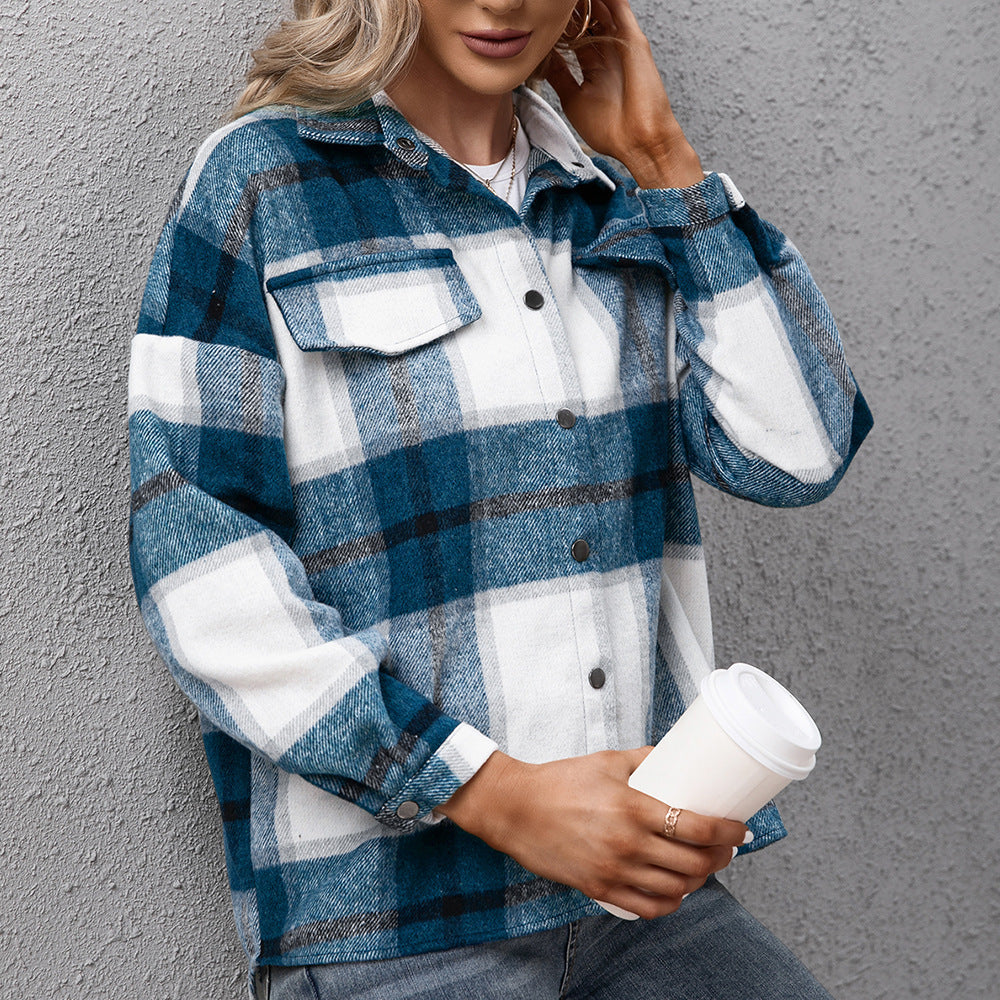 Damen Karierte Overshirtjacke im lässigen Schnitt R&B