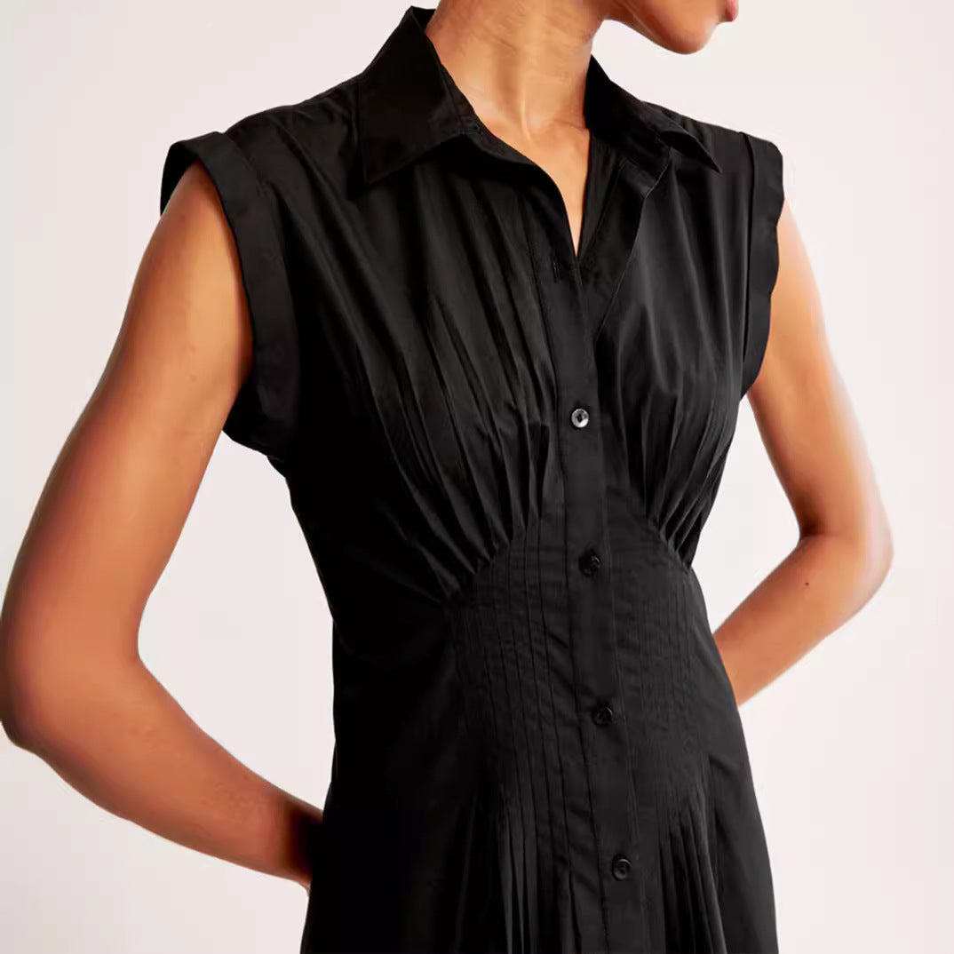 Damen Maxikleid mit Schulterklappen und klassischem Knopfverschluss