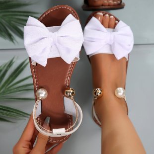 Damen Sandalen mit dekorativem Schleifenakzent und eleganten Perlendetails R&B