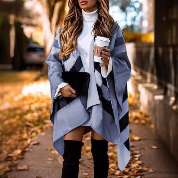 Damen modischer Überwurf mit geometrischem Muster und asymmetrischem Schnitt R&B