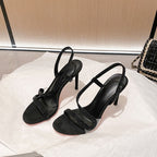 Damen elegante High Heel Sandalen mit strassverziertem Riemendesign R&B