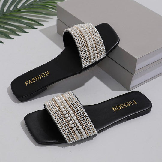 Damen Plateau-Sandalen mit dekorativen Perlenakzenten R&B