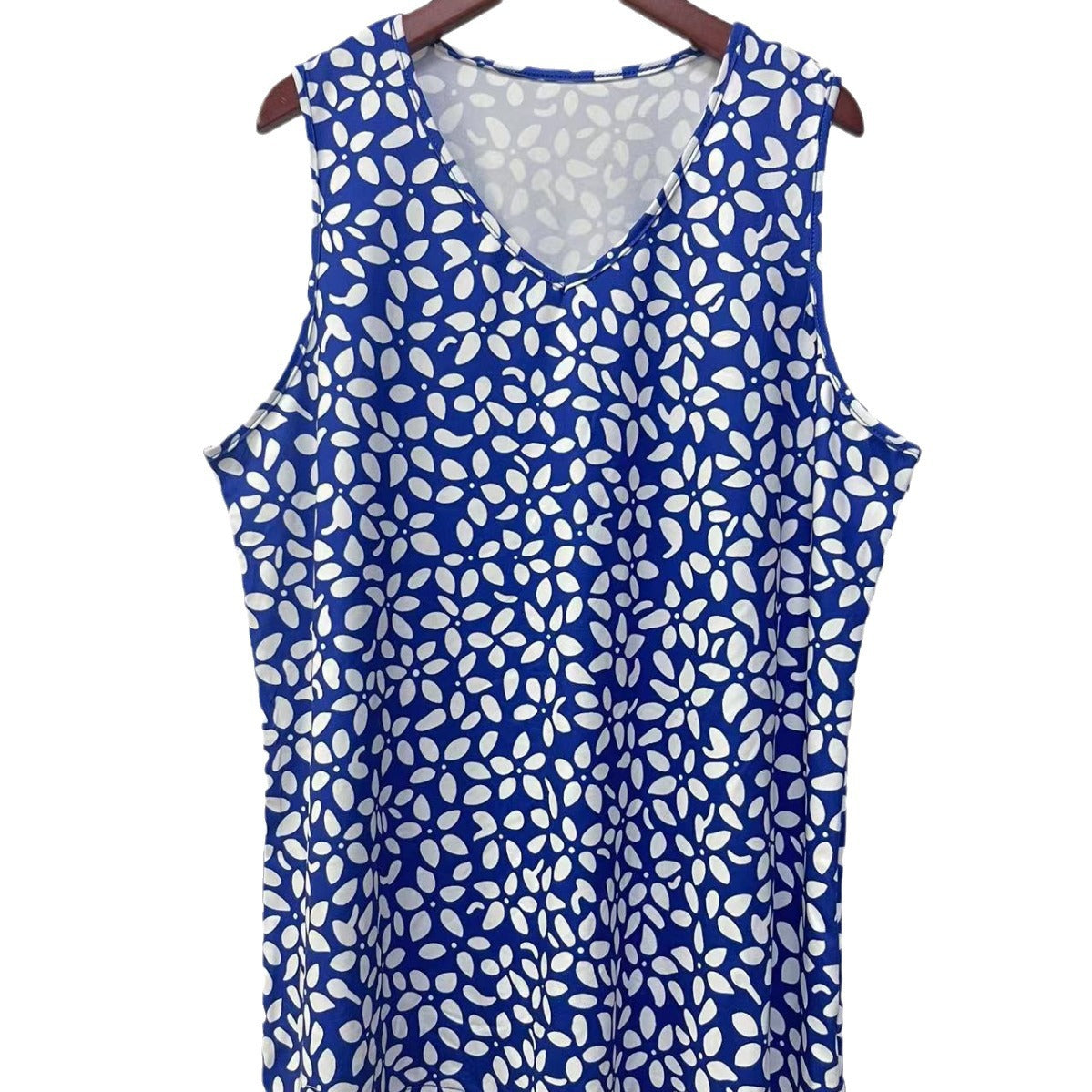 Damen ärmelloses V-Top mit floralem Print und seitlichen Eingrifftaschen R&B