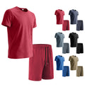 Herren nan Samtvelours Lounge-Set mit Rundhals-Kurzarmshirt und Kordelshorts R&B