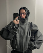 Damen Oversized Wolljacke mit modernem Schnitt und praktischen Taschen