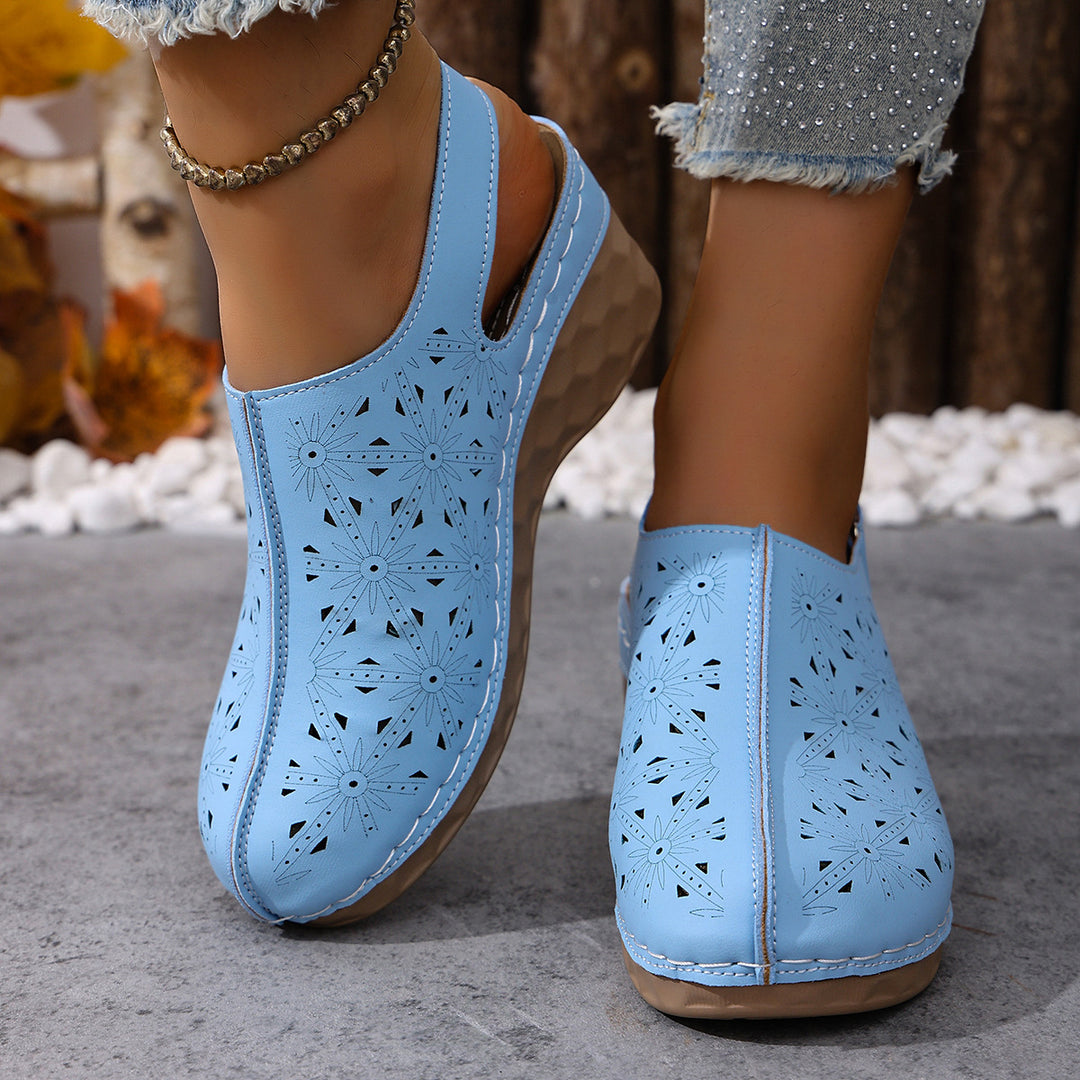 Damen Wedge-Clogs mit perforiertem Design und elastischem Einsatz R&B