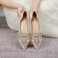 R&B | Elegante Braut Ballerinas mit Spitze und Kunstperlen