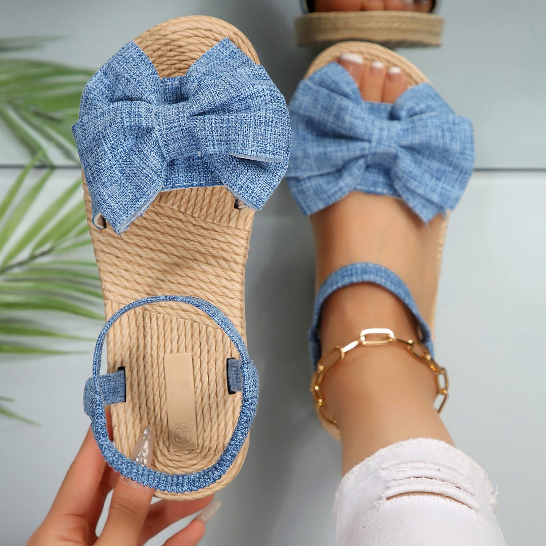 Damen Espadrilles Sandalen mit großem Schleifen-Detail R&B