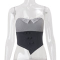 Damen Corsage mit Spitzenkragen und tailliertem Design R&B
