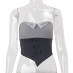 Damen Corsage mit Spitzenkragen und tailliertem Design R&B