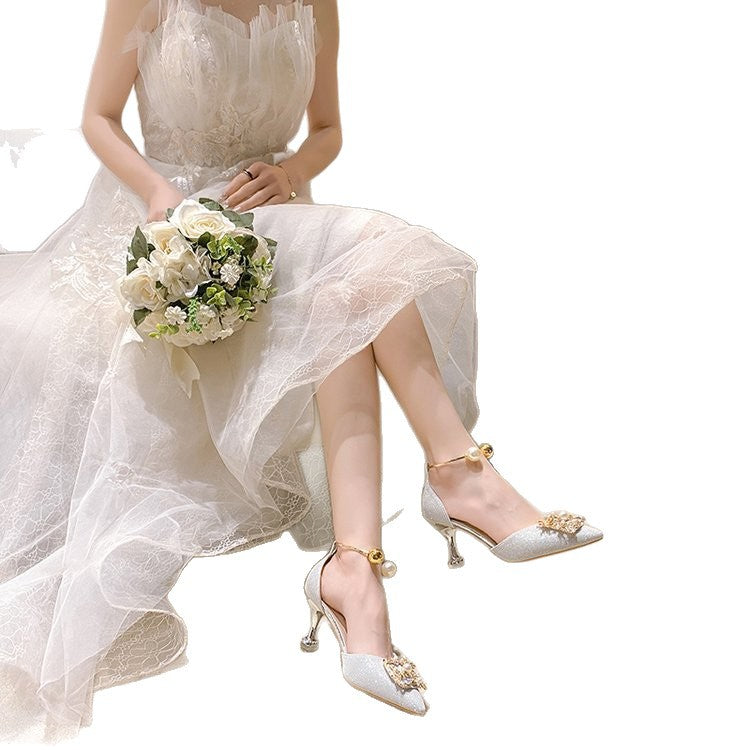 Damen elegante Slingback-Pumps mit luxuriösem Perlenschmuck R&B