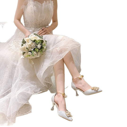 Damen elegante Slingback-Pumps mit luxuriösem Perlenschmuck R&B
