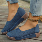 Damen bequeme Slipper mit luftiger Blumenstanzung R&B
