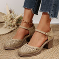 Damen Bequeme Pumps mit eleganter Perforation und verstellbarem Riemen R&B
