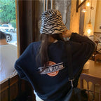 Damen lässiger Oversized-Pullover mit modischem Logo und angenehm weichem Innenfutter