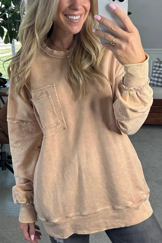 Damen Lässiger Oversized-Sweatshirt mit Rüschendetails R&B