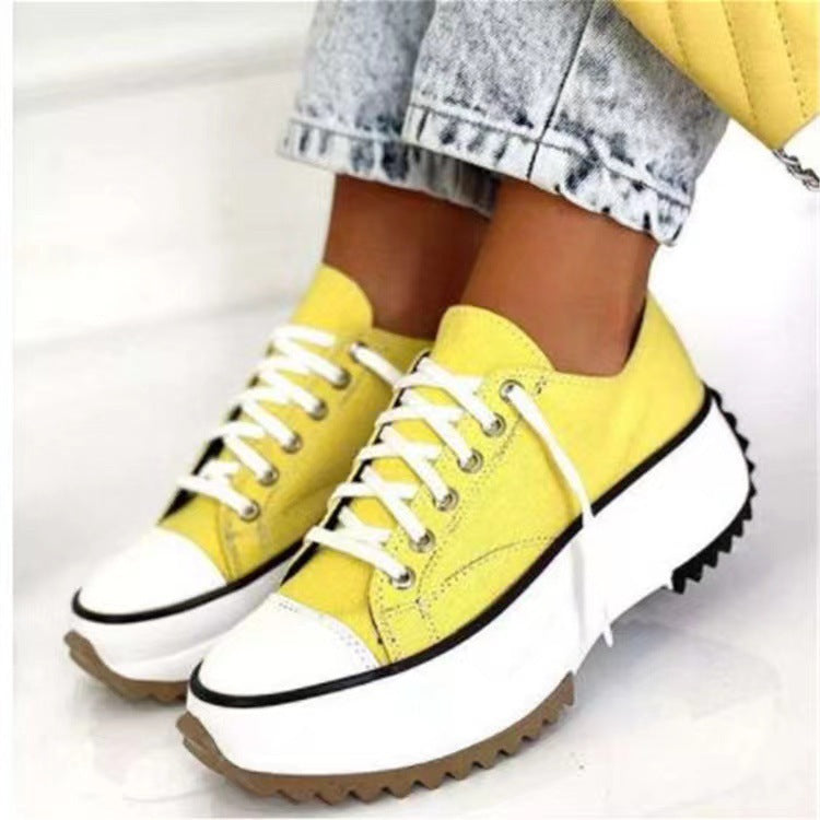 Damen nan Plateausneaker mit gezahnter Profilsohle, Canvas-Obermaterial und verstärkter Zehenkappe R&B