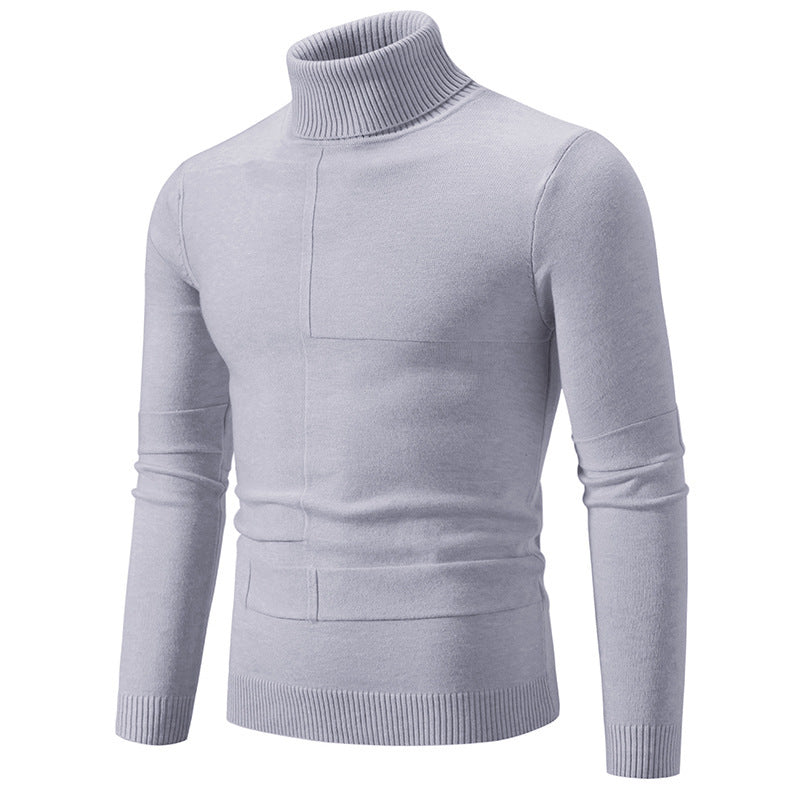 Herren eleganter Rollkragenpullover mit modernem Zopfmuster R&B