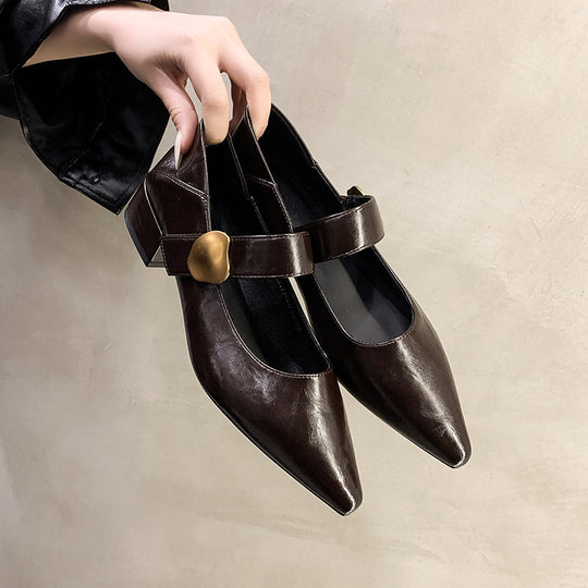 Damen Elegante Slipper mit dekorativem Riemchen und modischem Absatz R&B