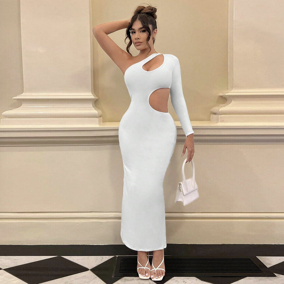 Damen Longsleeve Maxi-Kleid mit sexy Cut-Outs und figurbetontem Schnitt R&B