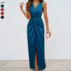 Damen Langkleid mit elegantem Wickeldesign und figurbetontem Schnitt R&B