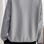 Damen oversized Stepp-Pullover mit klassischem Kragen und praktischen Knopfdetails R&B
