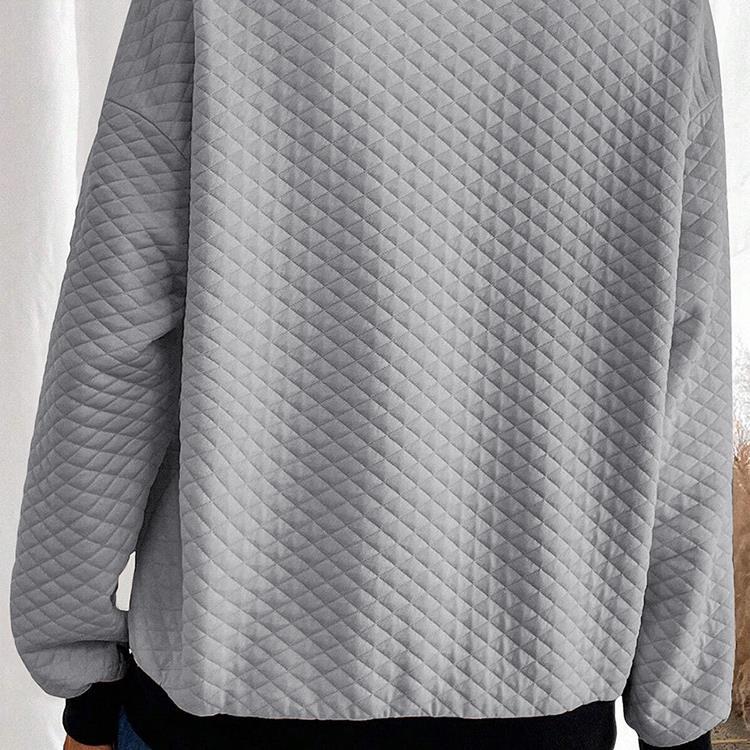 Damen oversized Stepp-Pullover mit klassischem Kragen und praktischen Knopfdetails R&B