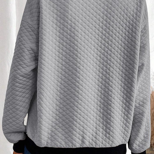 Damen oversized Stepp-Pullover mit klassischem Kragen und praktischen Knopfdetails R&B