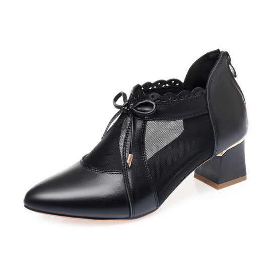 Damen Elegante Stiefeletten mit transparentem Mesh-Einsatz und modischem Riemen R&B