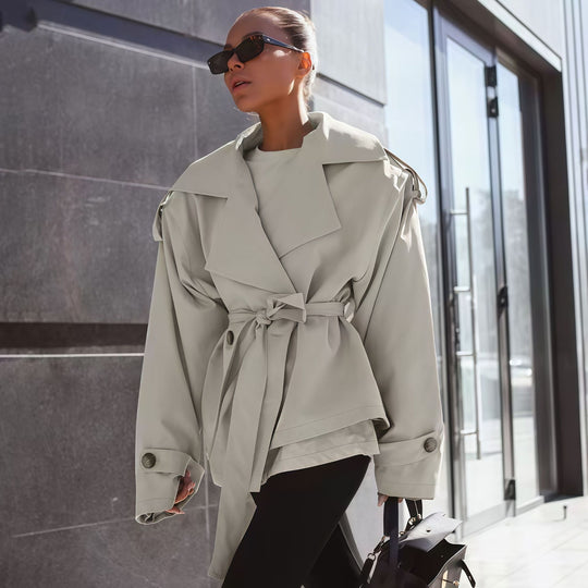 Damen modische Trenchjacke mit Gürteldesign und lässigem Schnitt R&B