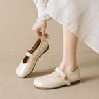 Damen Ballerinas mit elegantem Riemen und modischem Knopfdetail