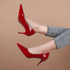 Damen elegante spitze Stiletto-Pumps mit hochglänzendem Finish R&B