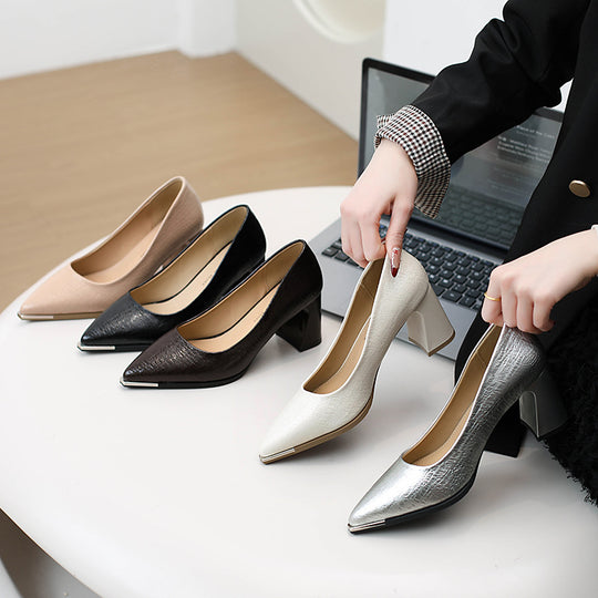 Damen Elegante spitze Pumps mit modischem Blockabsatz R&B