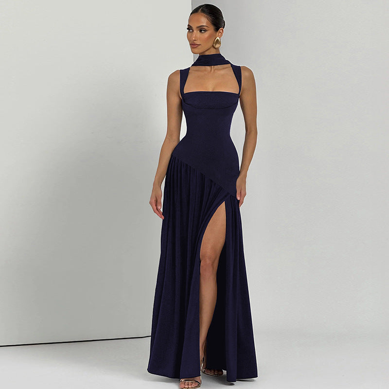 Damen Elegantes Abendkleid mit asymmetrischem Schnitt und tiefem Schlitz R&B