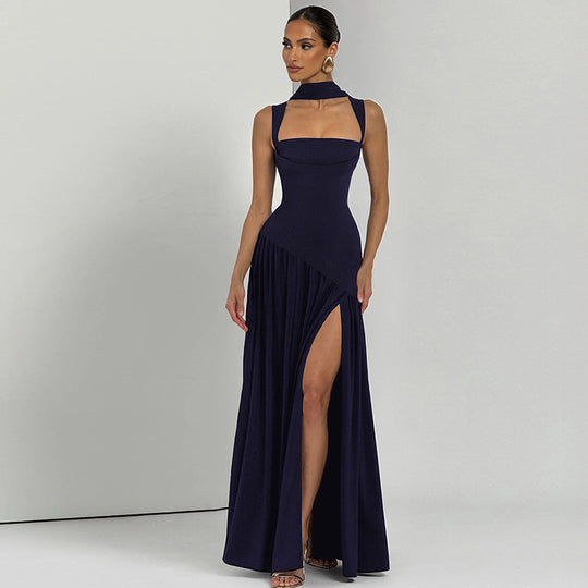 Damen Elegantes Abendkleid mit asymmetrischem Schnitt und tiefem Schlitz R&B