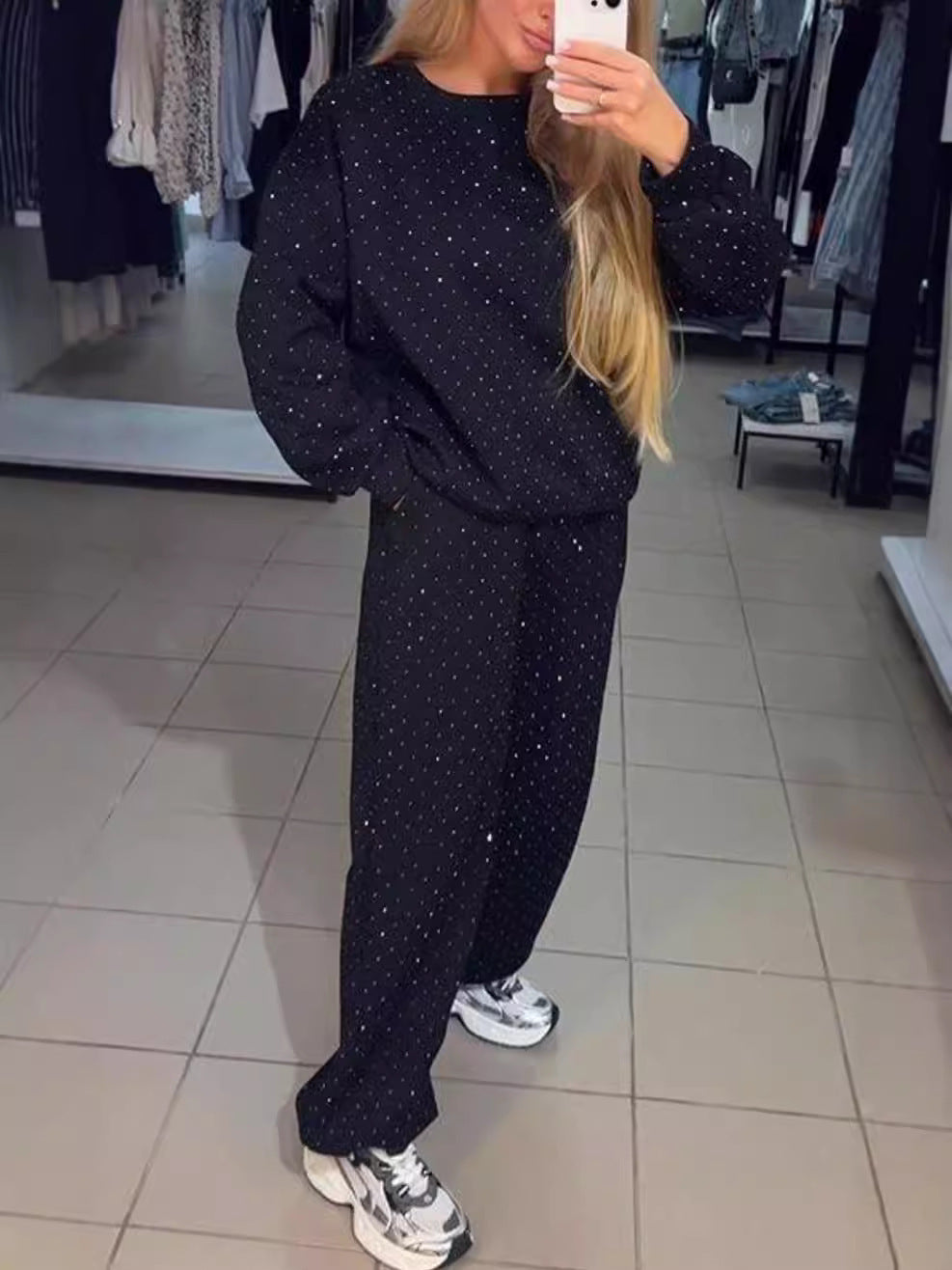 Damen Lässiger Freizeitanzug mit modernem Punktedesign R&B