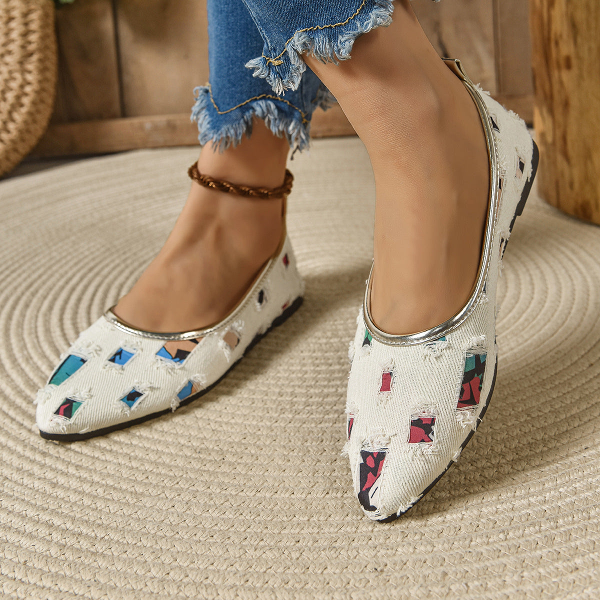 Damen elegante Ballerinas mit buntem Design R&B