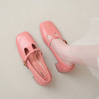 Damen elegante Mary Jane Pumps mit modischem Blockabsatz und verstellbarem Riemchen R&B