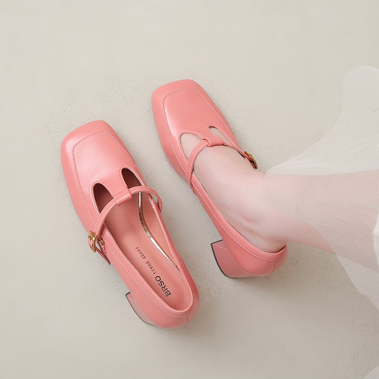 Damen elegante Mary Jane Pumps mit modischem Blockabsatz und verstellbarem Riemchen R&B