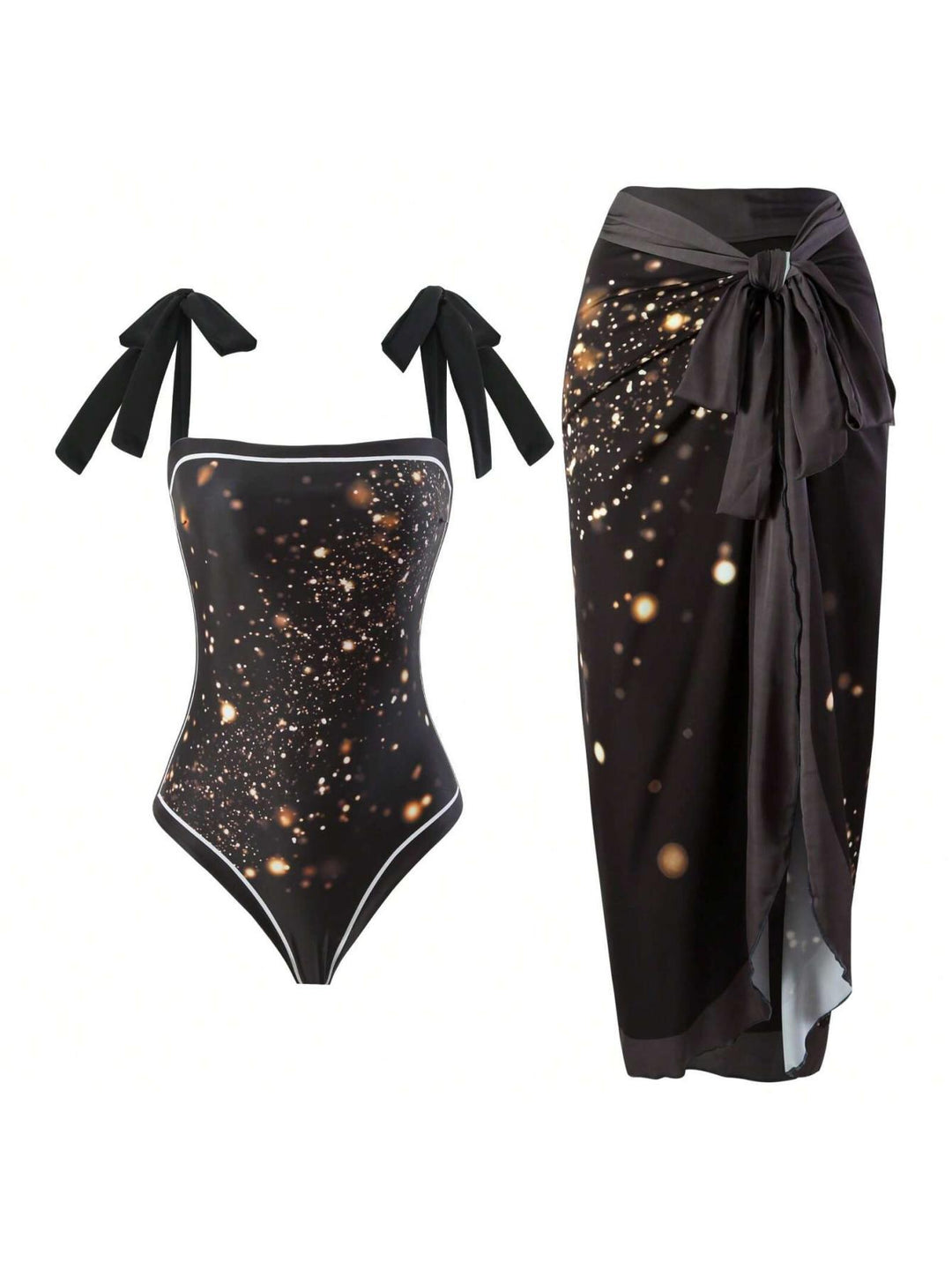 Damen Eleganter Badesuit mit floralen Akzenten und modischem Wickelrock R&B