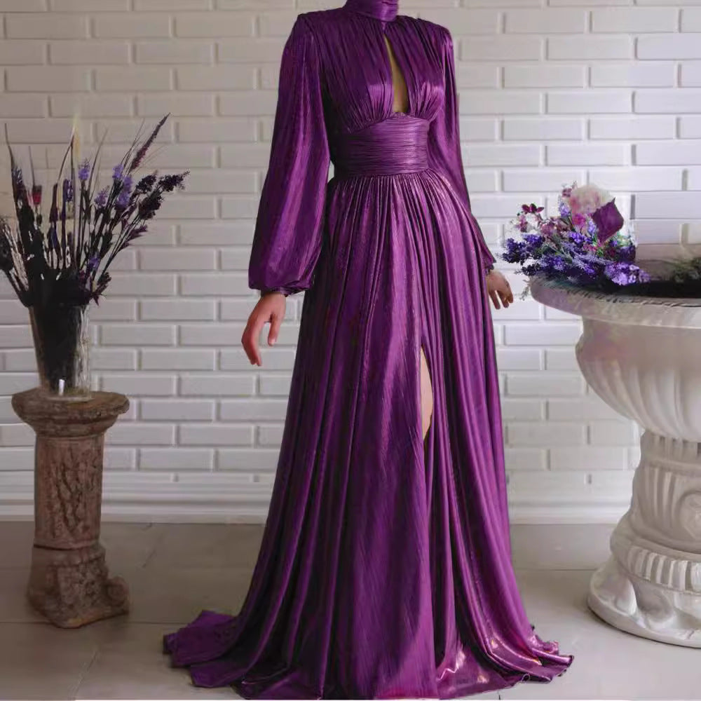 Damen Elegantes Maxikleid mit plissierten Details und luxuriösem Fall R&B