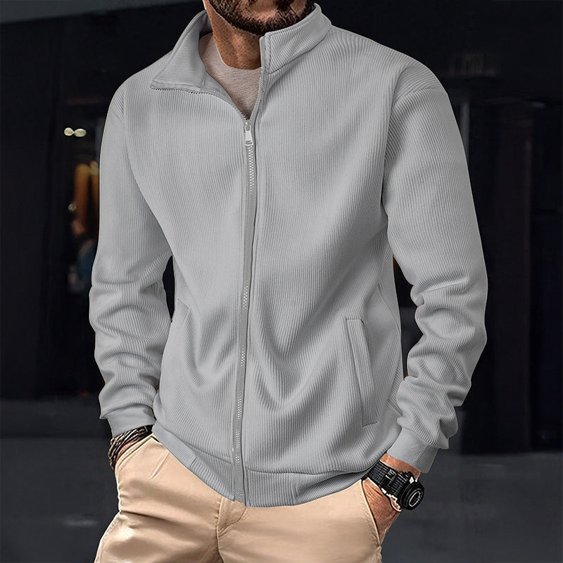 Herren Stylische Jacke mit Reißverschluss und hohem Kragen R&B