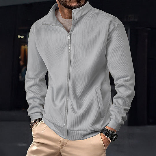 Herren Stylische Jacke mit Reißverschluss und hohem Kragen R&B