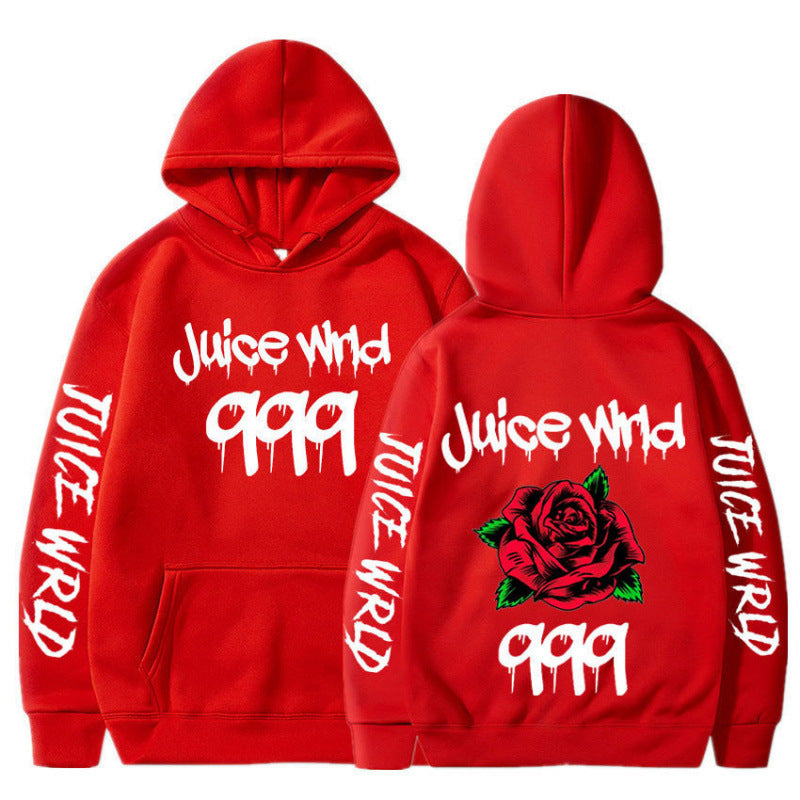 Damen Kapuzenpullover mit auffälligem Grafikdesign und romantischem Rosenmotiv