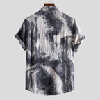 Damen Kurzarmhemd mit kreativem Aquarell-Design