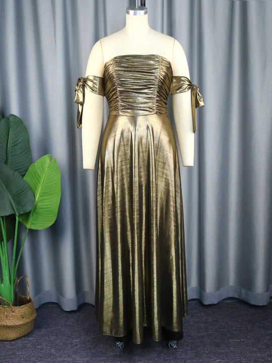 Damen glamouröses Abendkleid mit schulterfreiem Design und eleganten Raffungen R&B